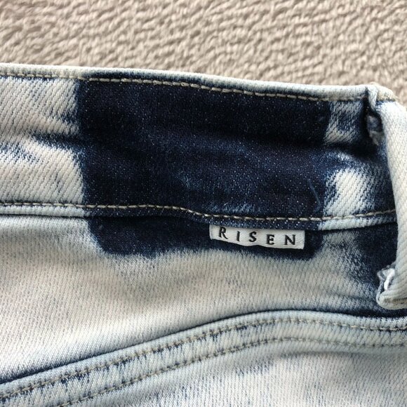 Risen  Womens Jeans Size 24 Measured Distressed Light Wash Jeans Frayed Hem - Picture 3 of 15